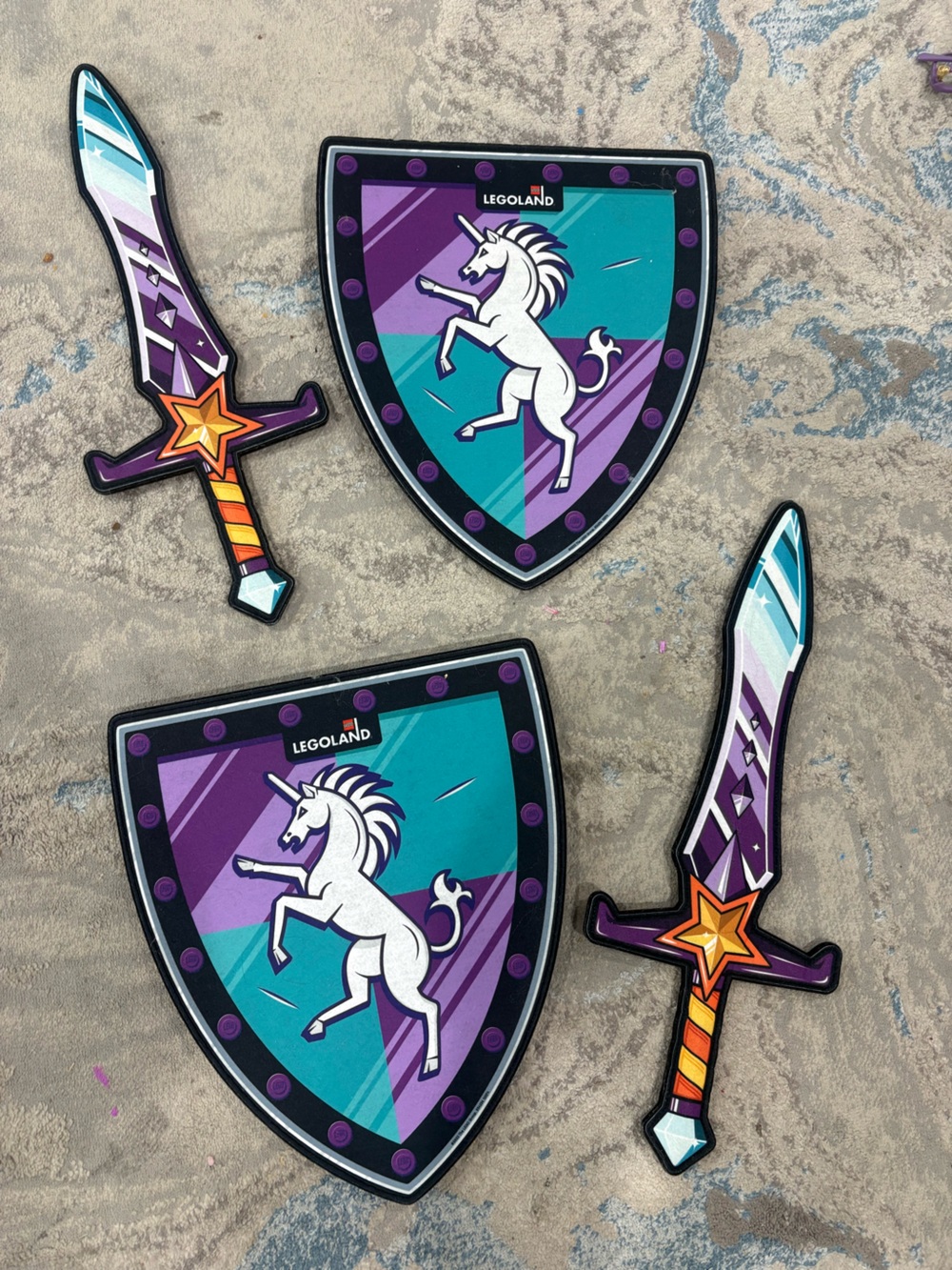 Lego Purple Teal Unicorn Shield and Star Sword Stickers